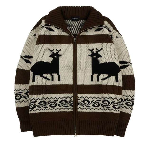 M LEARHERY 레더리 노르딕 코위찬 카나타 니트 집업 가디건