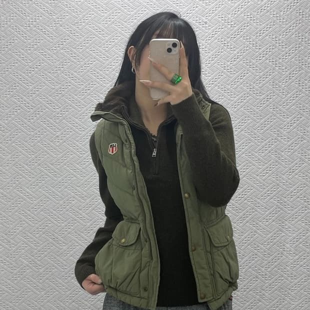 폴로 랄프로렌 빈티지 레트로 올리브카키 패딩조끼 XS C08369