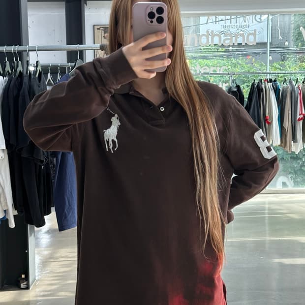 폴로랄프로렌 빅포니 넘버링 Pk긴팔티 카카오브라운