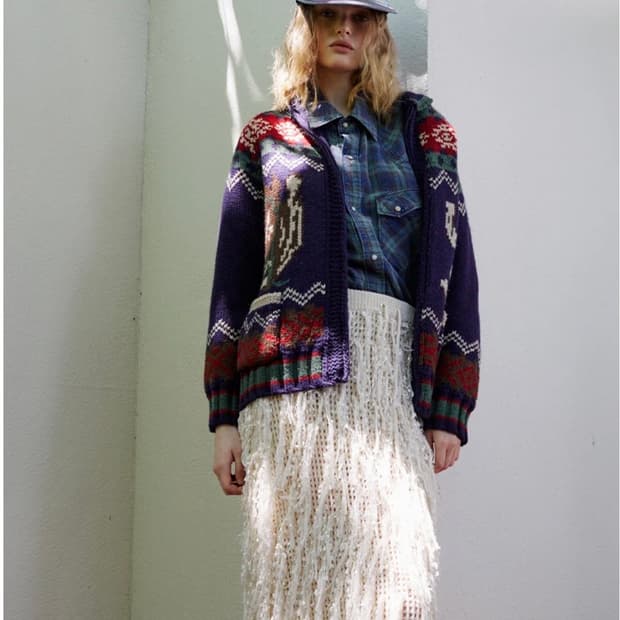 빈티지 노르딕 웨스턴 코위찬 니트 집업