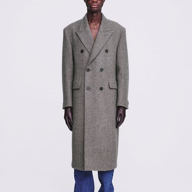 토니웩 / 23FW 메리노 울 헤링본 더블 브레스티드 코트 / L