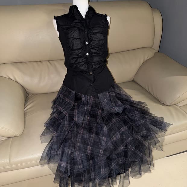shirring detail frill sleeveless