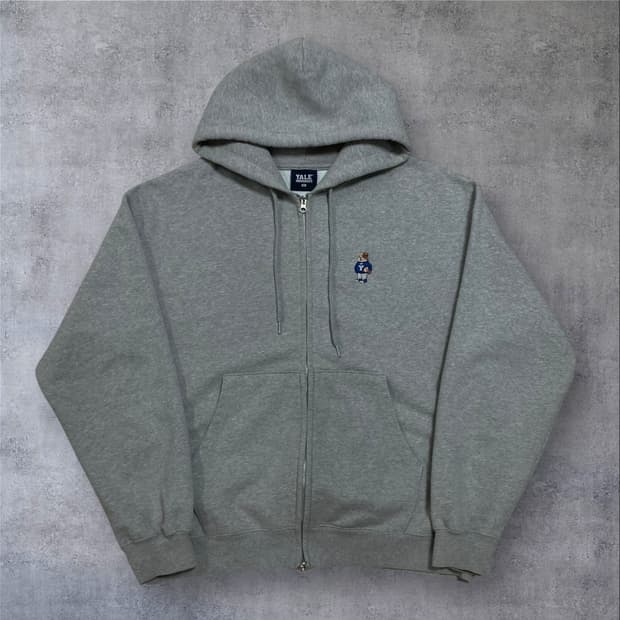 예일 스몰 로고 그레이 후드 집업