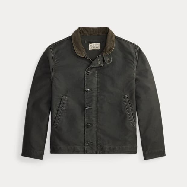 더블알엘 / 코듀로이 칼라 코튼 덱 재킷 / 빈티지 블랙 S