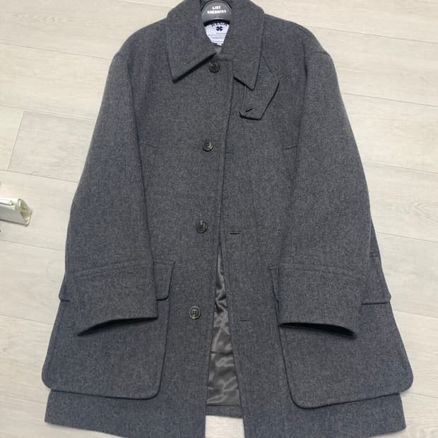 에이카 화이트 울 코트 