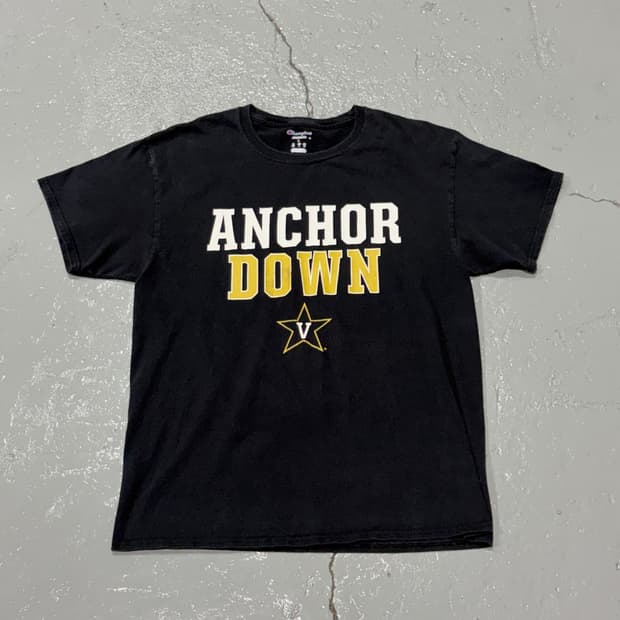 챔피온(Champion) ANCHOR DOWN 빈티지 블랙 반팔 티셔츠