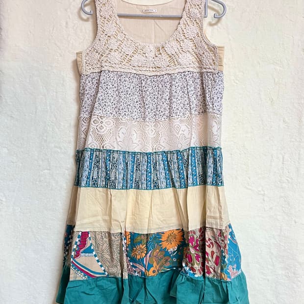 빈티지 패치 크로쉐 원피스 레이스