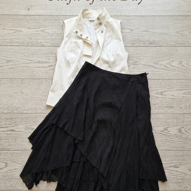 DEMOO (데무) 블랙 언밸런스 캉캉 스커트 