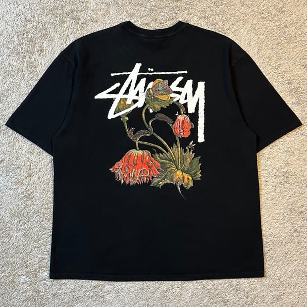 스투시 STUSSY 위더드 플라워 반팔 티셔츠 블랙