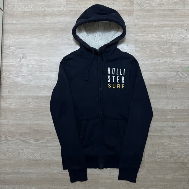 홀리스터 서프 자수로고 기모 후드집업 [다크 네이비] M/95