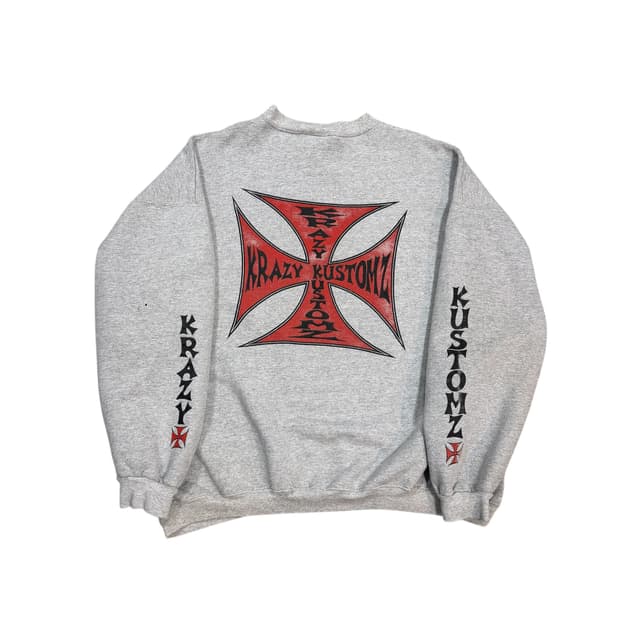 빈티지 Krazy Kustomz 바이크 아이언크로스 스웻셔츠