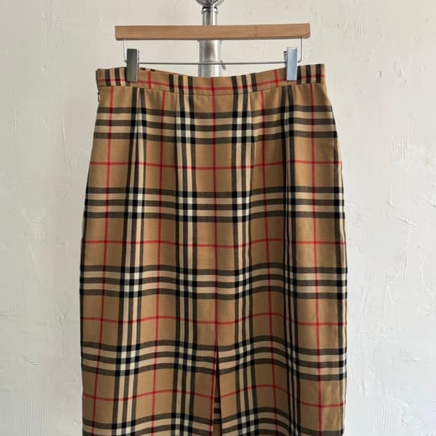 Burberry 버버리 베이지 노바체크 울 미디 스커트