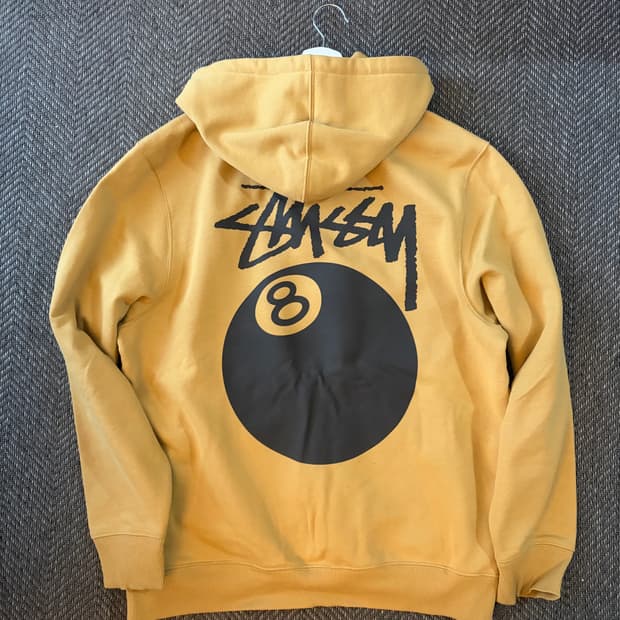 스투시 8볼 후드 L 카키옐로우