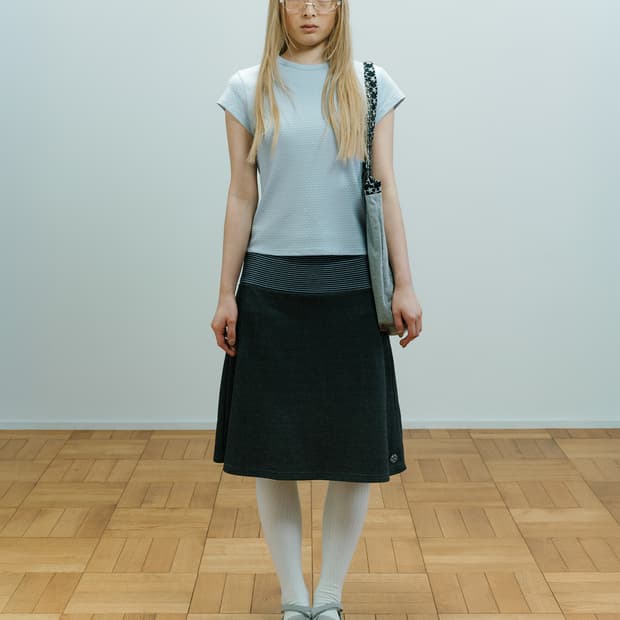 코이세이오 038 스트라이프 스커트 다크 그레이