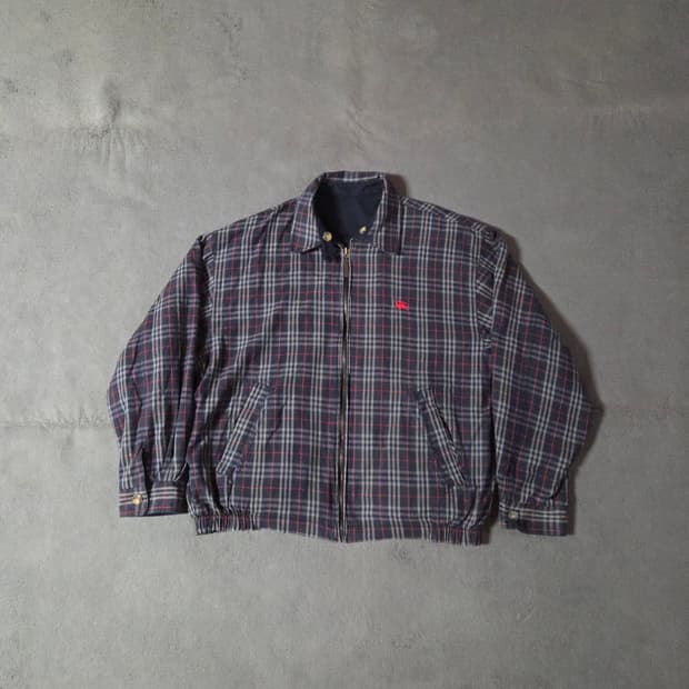 버버리 블루 노바체크 리버서블 블루종 해링턴 자켓 M