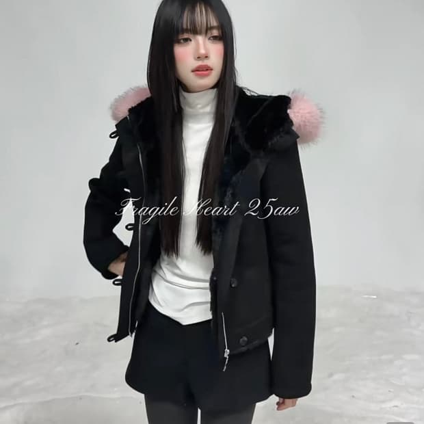 Fragile heart 프레질 하트 퍼 후디 자켓 집업