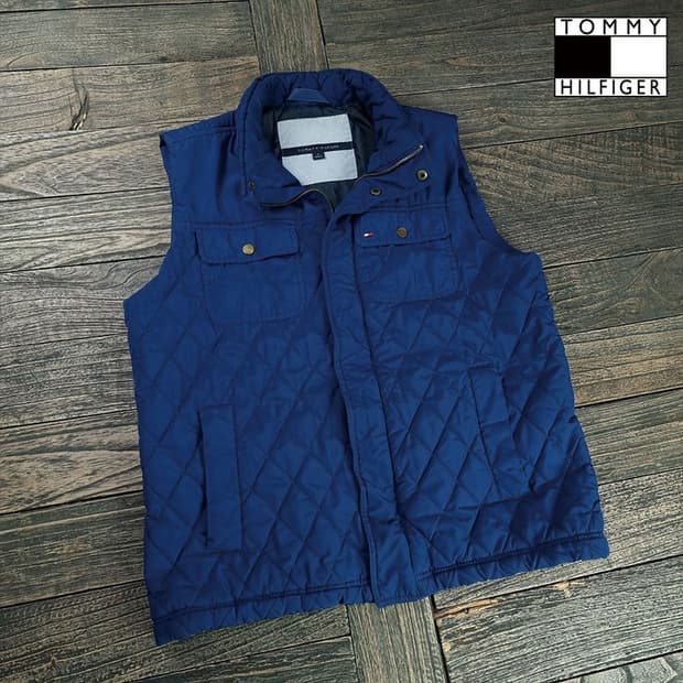 [타미힐피거] 퀄팅 퀼팅 베스트 조끼 네이비 M19068