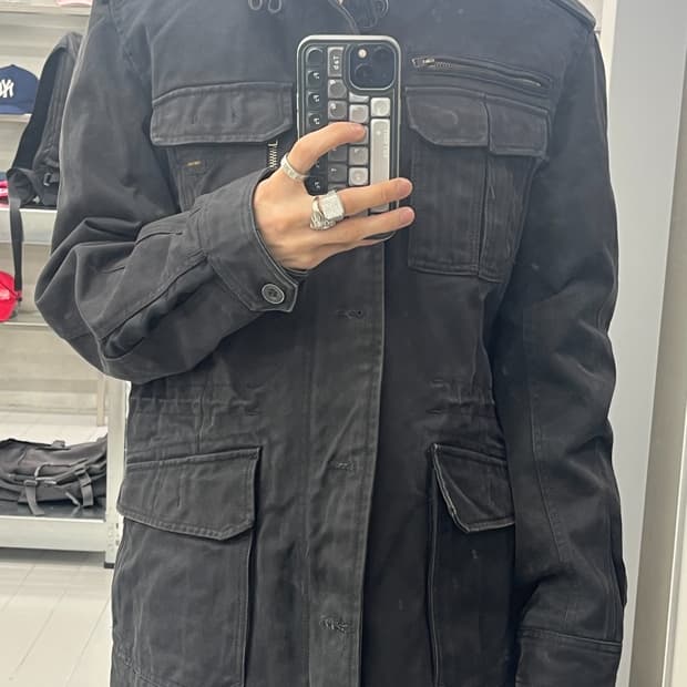 디젤 00s M-65 밀리터리 캔버스 필드 자켓 블랙