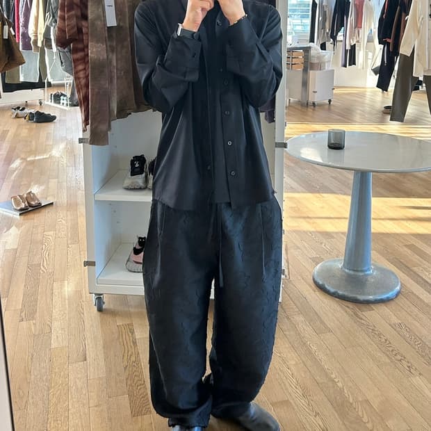 youth structured wide pants black flower