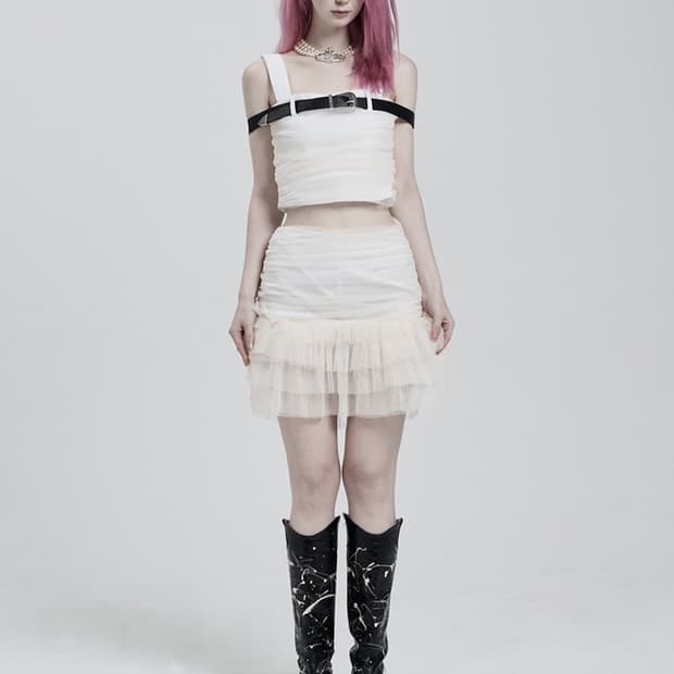 일리오 크림벨트 레이스탑+스커트