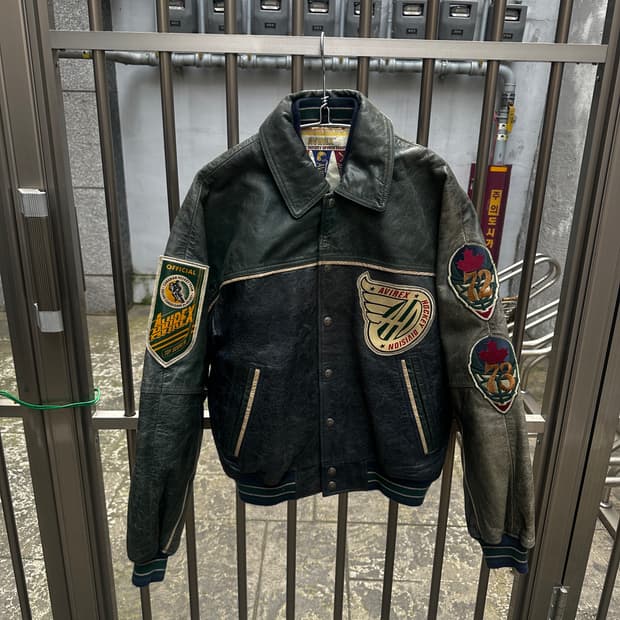 90s 아비렉스 avirex 캐나디언디비전 하키팀 레더 바시티 자켓