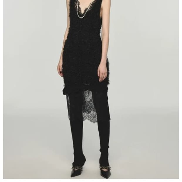 원진스튜디오 크로셰 니트 드레스 블랙 F