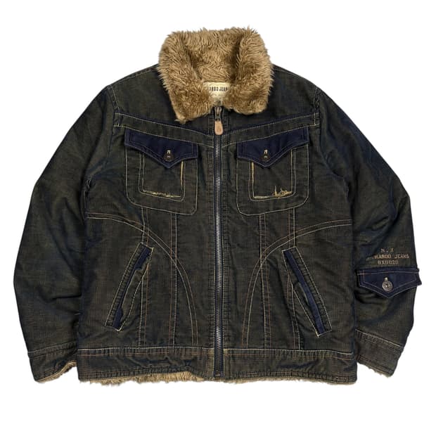 버커루 빈티지 워싱 y2k 데님 자켓