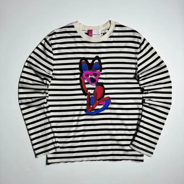메종키츠네 아씨드 폭스 스트라이프 롱 슬리브 R2300