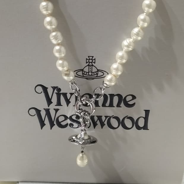 비비안웨스트우드 아카이브 진주 펄 레인드랍 orb 초커 목걸이