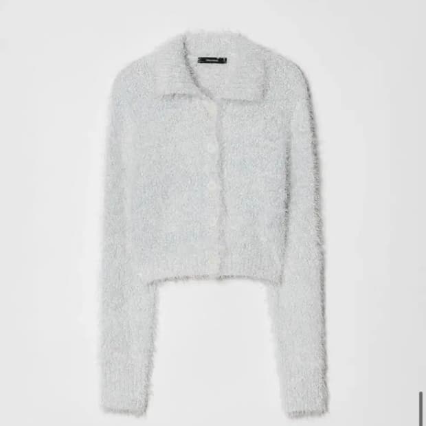 다이애그널 퍼지 니트 가디건