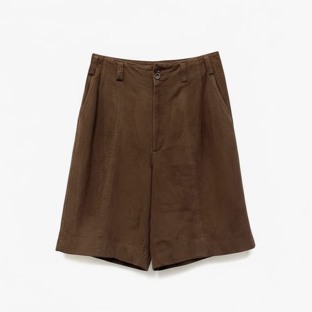 JPN VINTAGE 스웨이드 양가죽 버뮤다 팬츠 와이드핏 디테일 브라운