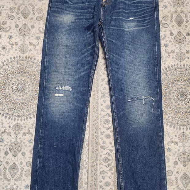 홀리스터 데미지 단추 플라이 데님팬츠 33X34 사이즈