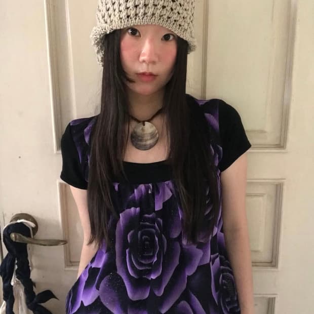 vintage net knit beanie