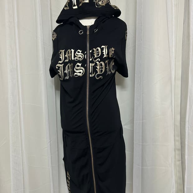 오네갸루 골드 롱 후드 원피스 Y2K