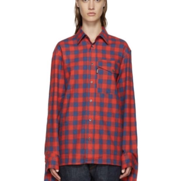 고샤 이중커프 체크셔츠. 