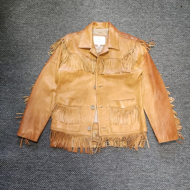 바나나리퍼블릭 가죽 프린지 자켓
