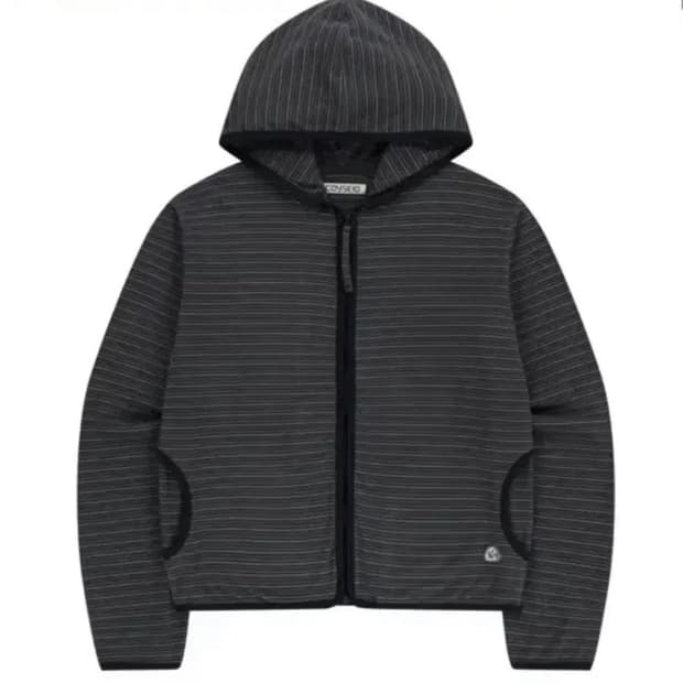코이세이오 플리스 스트라이프 후드집업 차콜 