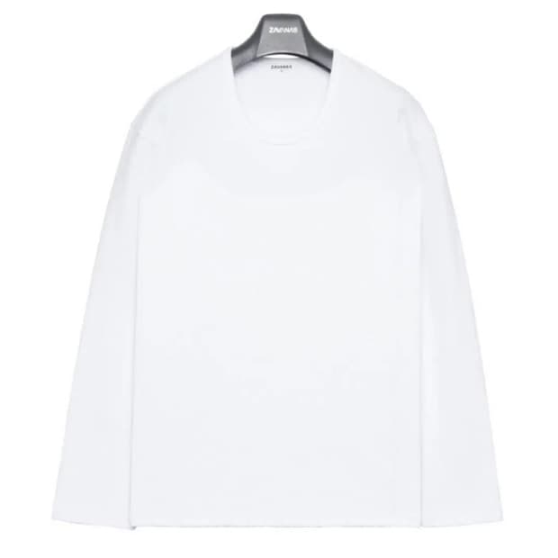 자바나스 헤비 하프U넥 롱슬리브 퓨어화이트 s