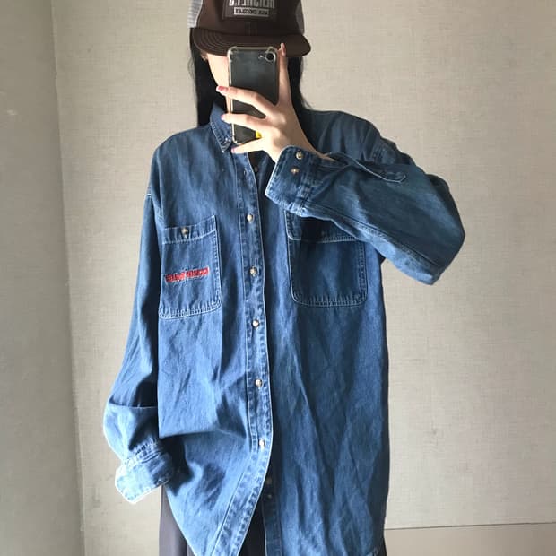 루니툰즈 자수 데님셔츠
