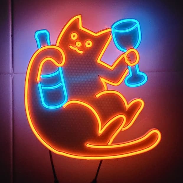 네온사인 고양이 와인 led 램프 조명 무드등