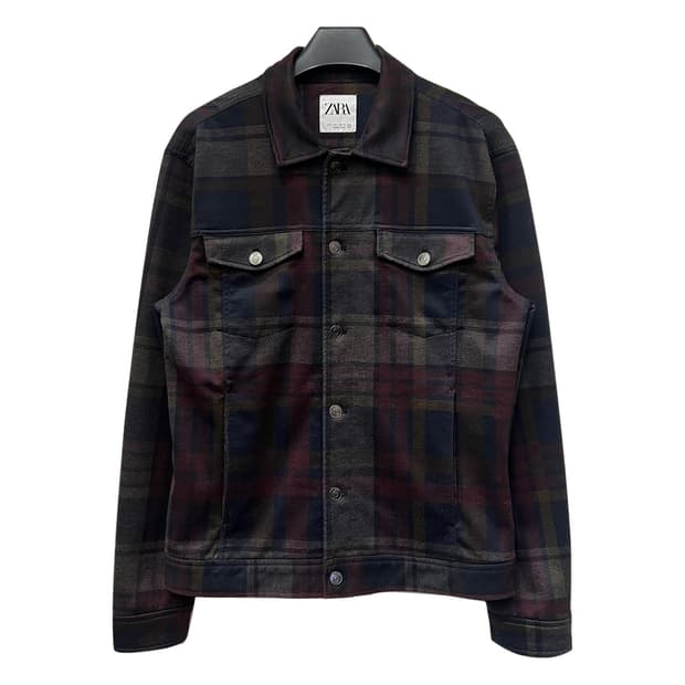 ZARA 자라 타탄체크 트러커 자켓 L