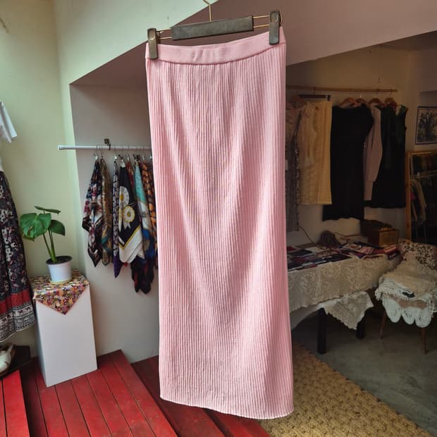 Japan Pierre Cardin 핑크 골지 니트 스커트