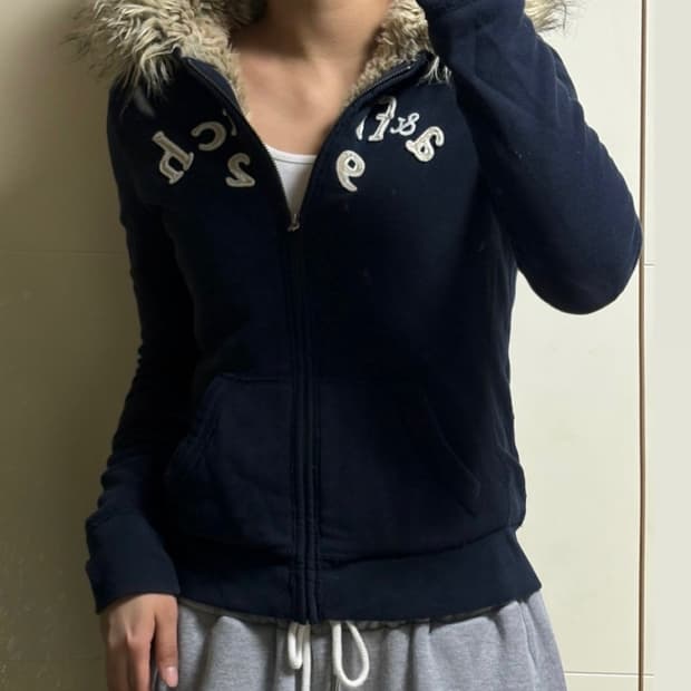 아베크롬비 풀 퍼 울프조 y2k 후드집업 네이비