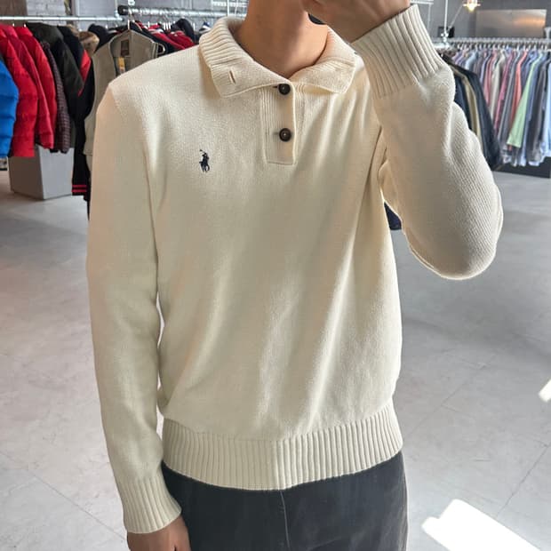 폴로 코튼 카라넥 니트 M