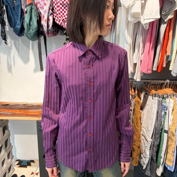 May&pole 퍼플 스트라이프 셔츠 M