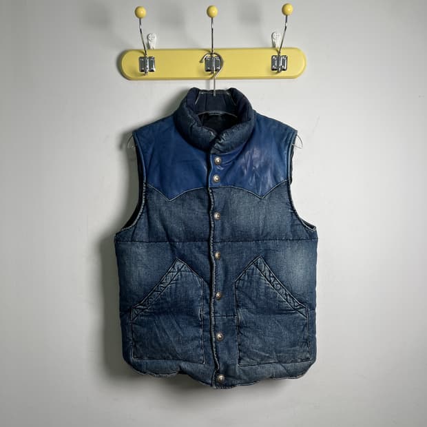 잭 로즈 인디고 데님 가죽 요크 다운 베스트 3