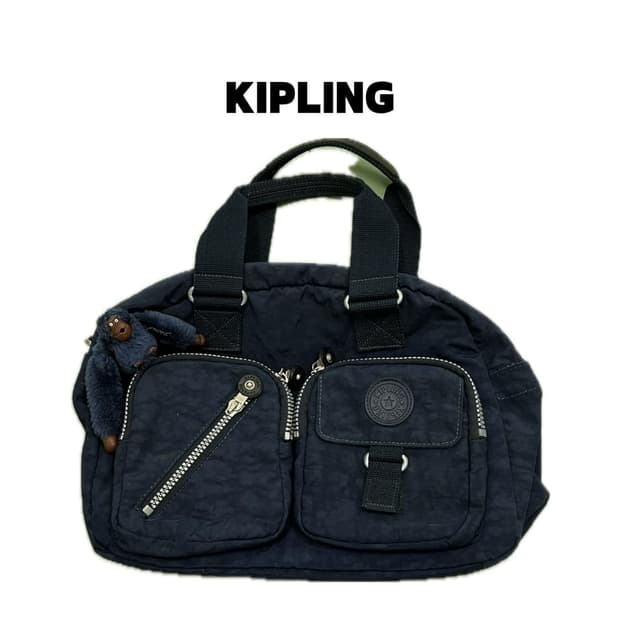 (OS) 키플링 투포켓 토트백 네이비
