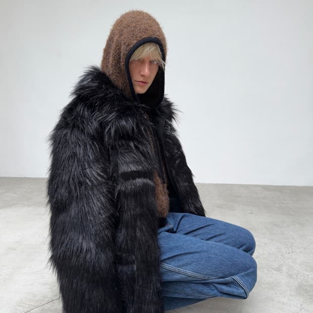 리버시블 퍼/Reversible Fur Mustang, BLACK