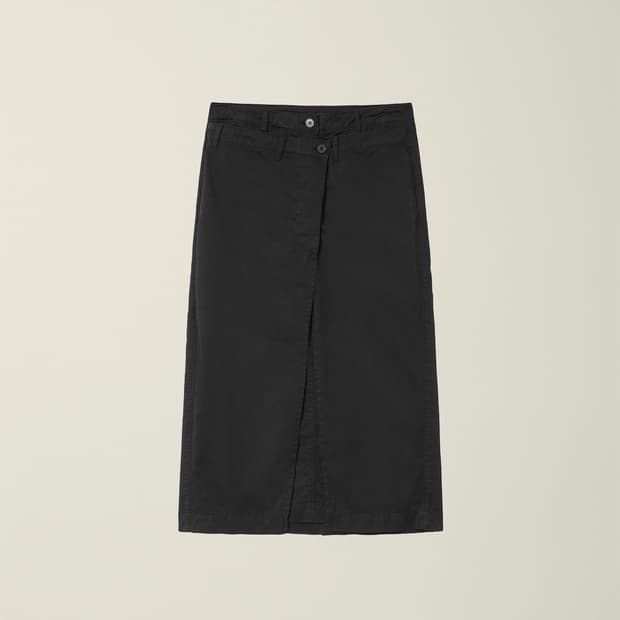 누마레 더블 웨이스트 코튼 스커트 - 블랙