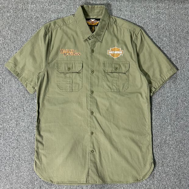할리데이비슨 웨스턴 하프셔츠 카키(XL/old-7550)
